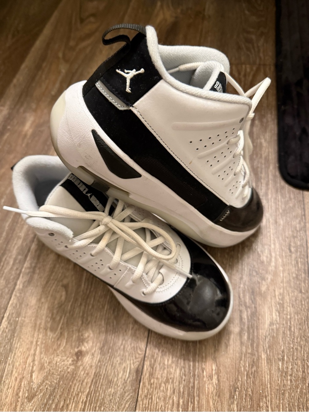 Jordan Kids' Black and White Retro Basketball Sneakers